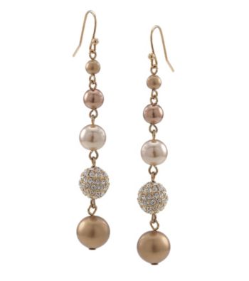 Carolee® Goldtone Simulated Pearl and Fireball Linear Drop Earrings