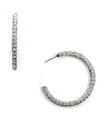 Givenchy® Silvertone and Crystal Hoop Earrings
