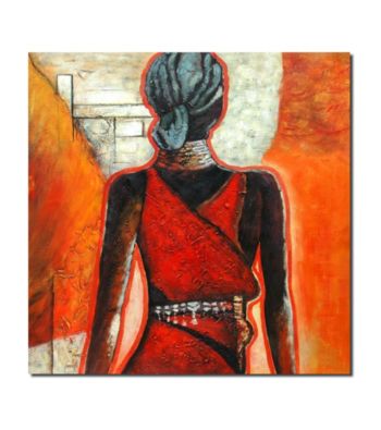 Woman Wearing Red I - Hand Painted Canvas-Wrapped Art
