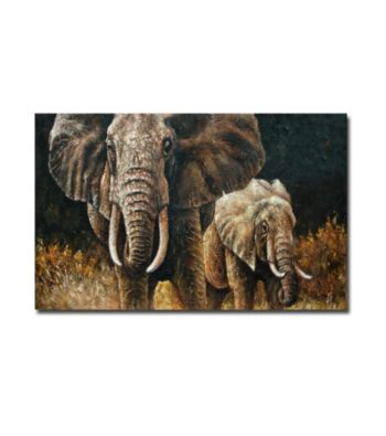 Elephants - Hand Painted Canvas-Wrapped Art
