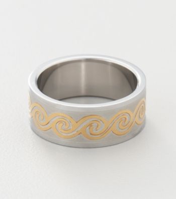 Men's Stainless Steel Two Tone Celtic Wave Ring
