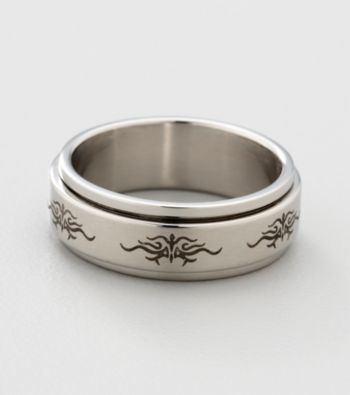 Men's Stainless Steel Tribal Spinner Ring