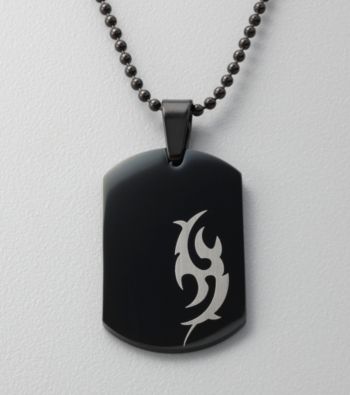 Black Stainless Steel Tribal Dog Tag Pendant