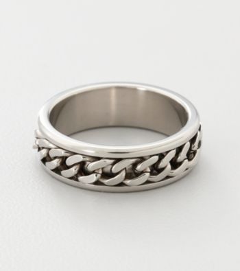 Men's Stainless Steel Curb Chain Spinner Band