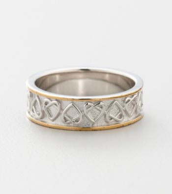 Sterling Silver Two-Tone Celtic Heart Wedding Band