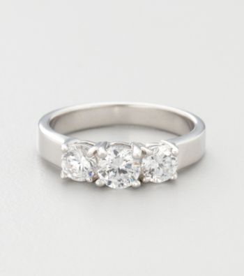 Sterling Silver Cubic Zirconia Trio Promise or Engagement Ring