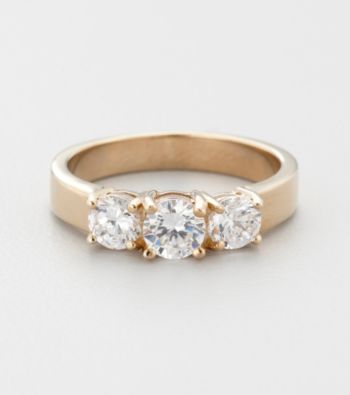 14K Gold-Plated Cubic Zirconia Trio Promise or Engagement Ring