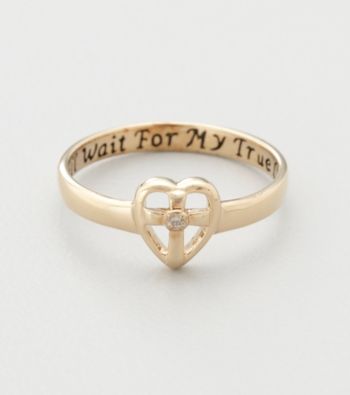18K Gold-Over-Sterling Silver with Diamond Accent Purity Cross Ring