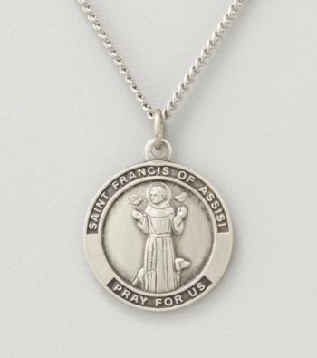 Sterling Silver St. Francis of Assisi Medal Pendant