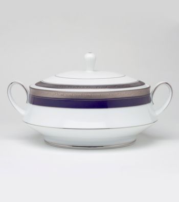 Noritake Crestwood Cobalt Platinum Covered Vegetable Bowl