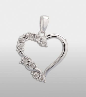 Sterling Silver and .04 ct. t.w. Diamond Heart Pendant