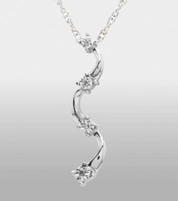 Sterling Silver .02 ct. t.w. Diamond Curved Pendant