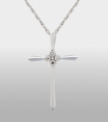 Sterling Silver and .02 ct. t.w. Diamond Cross Pendant