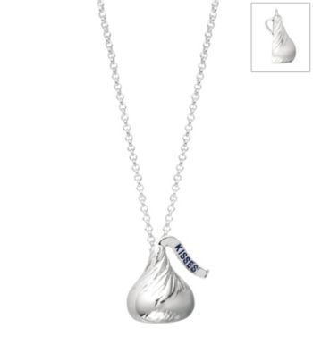Sterling Silver Medium Flat Back Hershey's Kiss Pendant