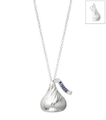 Sterling Silver Large Flat Back Hershey's Kiss Pendant