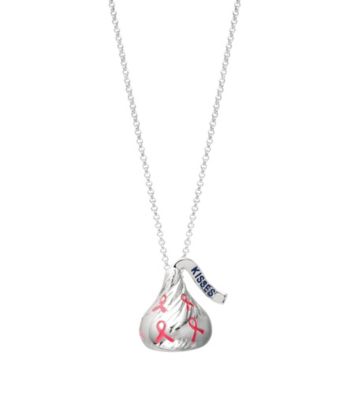 Sterling Silver Breast Cancer Awareness Large 3D Hershey's Kiss Pendant