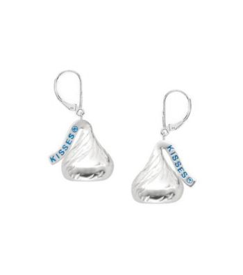 Sterling Silver Small Flat Back Hershey's Kiss Lever-Back Earrings