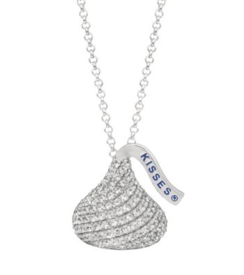 Sterling Silver with Cubic Zirconia Medium Flat Back Hershey's Kiss Pendant