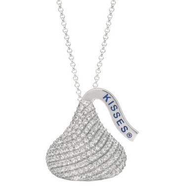 Sterling Silver with Cubic Zirconia Large Flat Back Hershey's Kiss Pendant