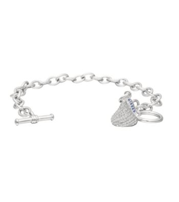 Sterling Silver with Cubic Zirconia One Small Hershey's Kiss Charm Bracelet