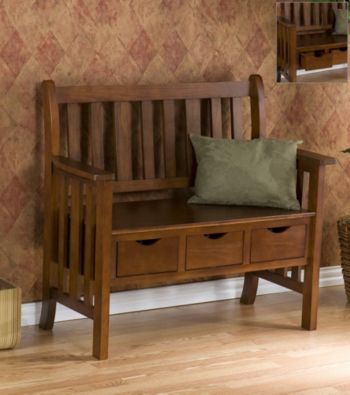 Holly & Martin™ Pecos 3-Drawer Country Bench - Oak
