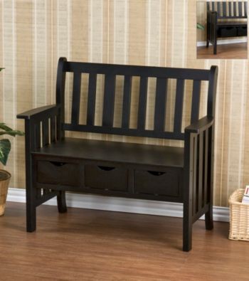 Holly & Martin™ Pecos 3-Drawer Country Bench - Black