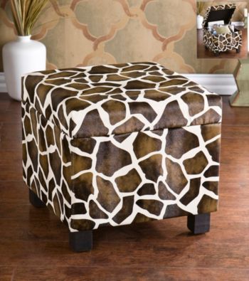 Holly & Martin™ Safari Giraffe Print Storage Ottoman