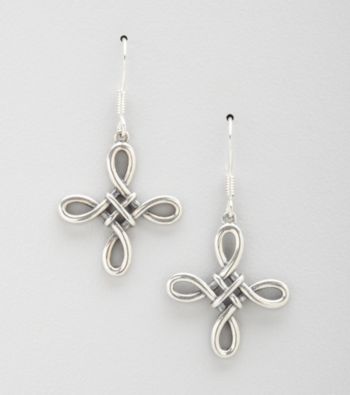 Oxidized Sterling Silver Knot Cross Earrings