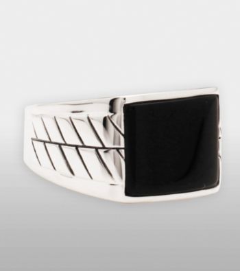 Men's Sterling Silver and Black Onyx Ring