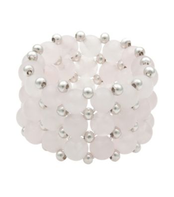 Rose Quartz and Silver Bead Stretch Ring
