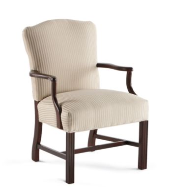 Southern Furniture Cream Striped Wood Arm Chair