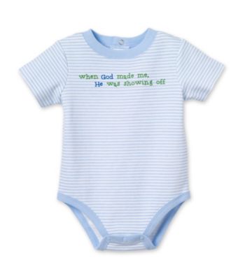 Cuddle Bear® Baby Boys' Blue Striped Short Sleeve 