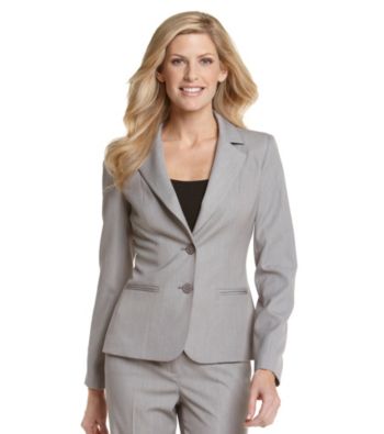 Anne Klein® Bi-Stretch Two-Button Jacket - Pale Heather Gray