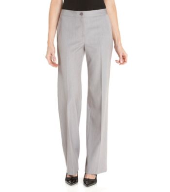Anne Klein® Bi-Stretch Classic One-Button Pants - Pale Heather Gray