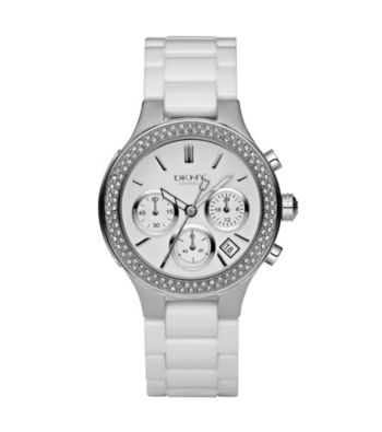 DKNY® Women's Crystal and White Ceramic Watch