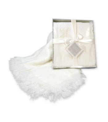 Stephan Baby Shawl Cross Blanket - White