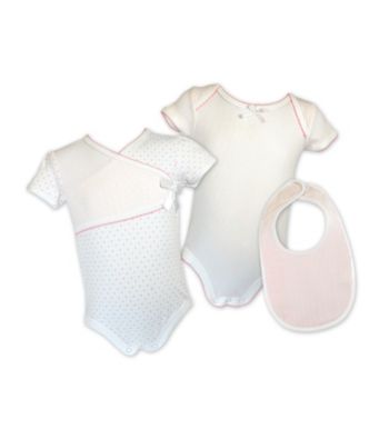 Stephan Baby 3-pc. Snapsuit/Bib Set - Pink