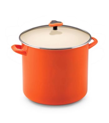 Rachael Ray® Orange Enamel 16-qt. Stockpot with Glass Lid