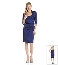 S.L. Fashions 2-pc. Taffeta Dress & Jacket Set - Navy