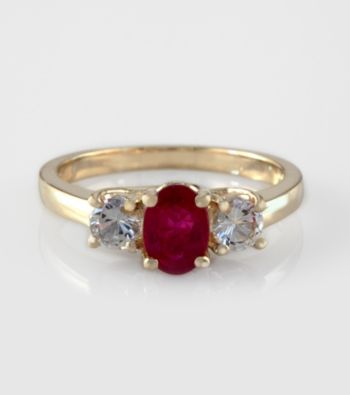 Effy® Ruby and White Sapphire Ring 14K Yellow Gold