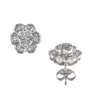 Effy® 14K White Gold and .60 ct. t.w. Diamond Earrings