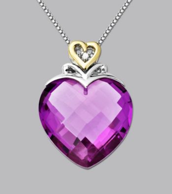 Created Pink Sapphire and Diamond Heart Pendant