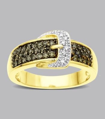 10K Gold and .50 ct. t.w. Brown Diamond Buckle Ring