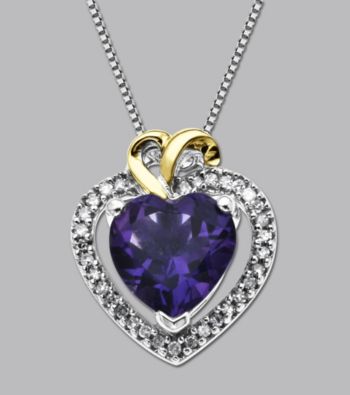 Amethyst and Diamond Heart Pendant