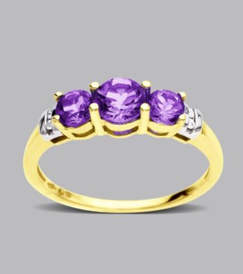 Amethyst and Diamond Ring in 10K Yellow Gold