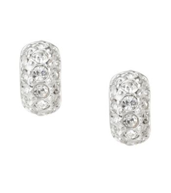Carolee® Silvertone and Clear Stone Tiny Hoop Earrings