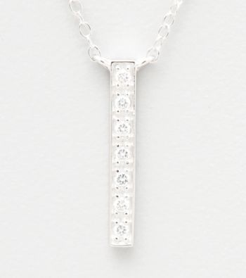 Rhodium-Plated Sterling Silver and Cubic Zirconia Letter 