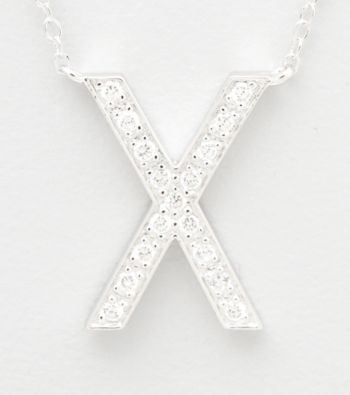 Rhodium-Plated Sterling Silver and Cubic Zirconia Letter 