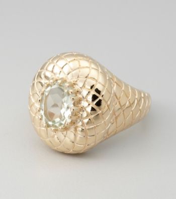 18K Gold-Over-Sterling Silver Prasiolite Ring