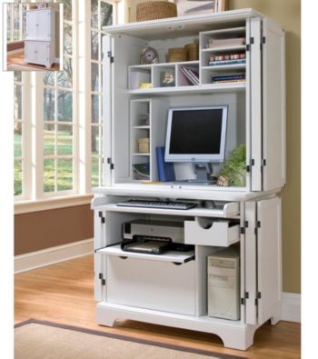 Home Styles® Boca Compact Computer Cabinet with Hutch - White